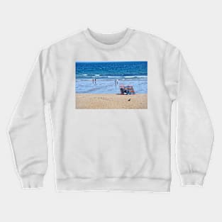 The beach at Coldingham Bay, Scotland Crewneck Sweatshirt